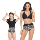 Matching Family Swimsuit Mom and Me Vintage High Waist Two Piece Bikini Set Swimwear