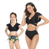 Matching Family Swimsuit Mom and Me Ruffle Hight Waist Tankini Bikini Set Swimwear