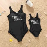 Matching Family Swimsuit The Originai  Swim Trunks and Girl Remix Bikini Black Swimwear