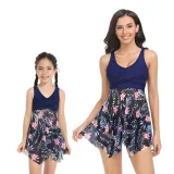 Mom and Me Plus Size Palm Leaves Prints Hight Waist Bikini Set Swimwear