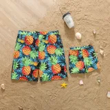 Matching Family Suit Palm Tree Leaves Swim Trunks and Two Pieces Ruffle Swimwear