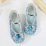 Girls Princess Glitter Sequins Crystal Gems Soft Soled Flat Dress Shoes