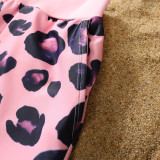 Matching Family Swimsuit Swimsuit Pink Leopard Swim Trunks and Ruffle Pink Bikini One Piece Swimwear