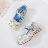 Girls Sequins Princess Soft Soles Rough Heel Dress Crystal Shoes
