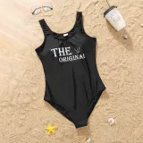 Matching Family Swimsuit The Originai  Swim Trunks and Girl Remix Bikini Black Swimwear