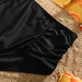 Matching Family Swimsuit Orange Fruits Prints Swim Trunks and Hanging Neck Two Pieces Swimwear