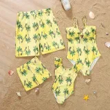 Matching Family Suit Hawaii Coconut Tree Beach Ruffle Swimsuit