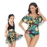Matching Family Swimsuit Mom and Me Palm Leaves Prints Tropical Bikini Set Swimwear