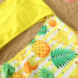 Matching Family Swimsuit Hawaii Fruits Tropical Vibes Pineapple Swim Trunks and Bikini One Piece Swimwear