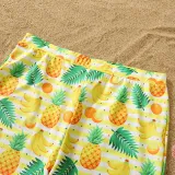 Matching Family Swimsuit Hawaii Fruits Tropical Vibes Pineapple Swim Trunks and Bikini One Piece Swimwear