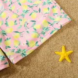 Matching Family Swimsuit Fruits Prints Swim Trunks and Crossing Hanging Bikini One Piece Swimwear