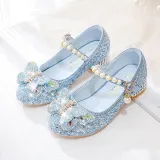 Girls Princess Glitter Sequins Butterfly Mary Jane Low Heel Dress Shoes