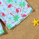 Matching Family Swimsuit Flamingos Prints Swim Trunks and  Padded Monokini Bikini Set Swimwear