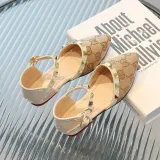 Kids Girl Pointed Toe Rivets Slingback Flat Sandal Shoes