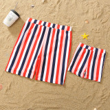 Matching Family Swimsuit Colorful Strips Swim Trunks and Bikini One Piece Set Swimwear