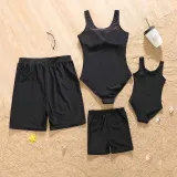Matching Family Swimsuit The Originai  Swim Trunks and Girl Remix Bikini Black Swimwear