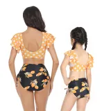 Mom and Me Tankini Bikini Hight Waist Ruffle Two Pieces Bikini Set Swimwear
