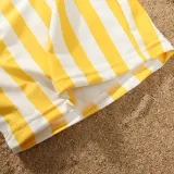 Matching Family Suit Boy Striped Swim Trunks and Girl Bikini One Piece Swimsuit