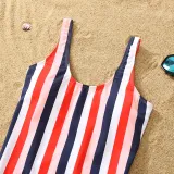 Matching Family Swimsuit Colorful Strips Swim Trunks and Bikini One Piece Set Swimwear