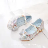 Girls Princess Glitter Sequins Butterfly Mary Jane Low Heel Dress Shoes