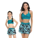Matching Family Swimsuit Mom and Me Tankini Mesh Skirt Bikini Set Swimwear