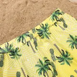 Matching Family Suit Hawaii Coconut Tree Beach Ruffle Swimsuit
