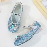 Girls Princess Glitter Sequins Crystal Gems Soft Soled Flat Dress Shoes