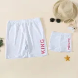 Matching Family Swimsuit White King Prince Swim Trunks and Queen Princess Bikini Swimwear