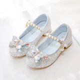 Girls Princess Glitter Sequins Butterfly Mary Jane Low Heel Dress Shoes