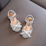 Girls Princess Glitter Sequins Pearl Bow Flower Girl Soft Soled Dress Shoes