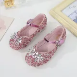 Girls Princess Glitter Sequins Crystal Gems Soft Soled Flat Dress Shoes