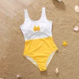 Matching Family Suit Boy Striped Swim Trunks and Girl Bikini One Piece Swimsuit
