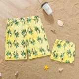 Matching Family Suit Hawaii Coconut Tree Beach Ruffle Swimsuit