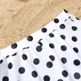 Matching Family Swimsuit Polka Dots Swim Trunks and Bikini One Piece Swimwear