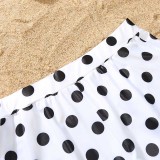 Matching Family Swimsuit Polka Dots Swim Trunks and Bikini One Piece Swimwear