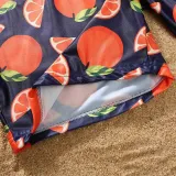 Matching Family Swimsuit Orange Fruits Prints Swim Trunks and Ruffles Bikibi Swimwear