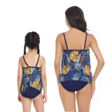 Matching Family Swimsuit Mom and Me Sling Mesh Flower Prints Two Pieces Bikini Set Swimwear