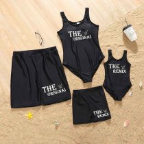 Matching Family Swimsuit The Originai  Swim Trunks and Girl Remix Bikini Black Swimwear