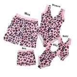 Matching Family Swimsuit Swimsuit Pink Leopard Swim Trunks and Ruffle Pink Bikini One Piece Swimwear