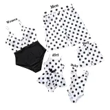 Matching Family Swimsuit Polka Dots Swim Trunks and Bikini One Piece Swimwear