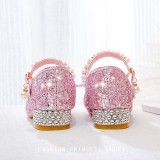 Girls Princess Glitter Sequins Butterfly Mary Jane Low Heel Dress Shoes