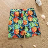 Matching Family Suit Palm Tree Leaves Swim Trunks and Two Pieces Ruffle Swimwear