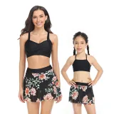Matching Family Swimsuit Mom and Me Tankini Mesh Skirt Bikini Set Swimwear