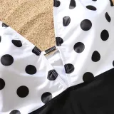 Matching Family Swimsuit Polka Dots Swim Trunks and Bikini One Piece Swimwear