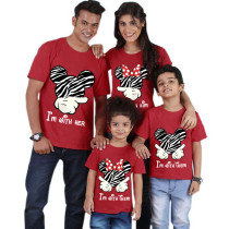 Family Matching Clothing Top Parent-kids Cartoon Mice I am With Her Him Them Family T-shirts