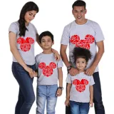 Family Matching Clothing Top Parent-kids Cartoon Mice Heart Family T-shirts