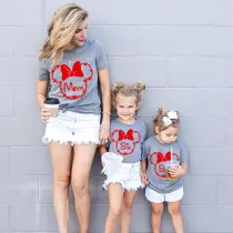 Family Matching Clothing Top Parent-kids Cartoon Mice Heart Family T-shirts