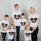 Family Matching Clothing Top Parent-kids Cartoon Mice Leopard Sunglass Family T-shirts