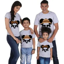 Family Matching Clothing Top Parent-kids Cartoon Mice Leopard Sunglass Family T-shirts