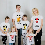 Family Matching Clothing Top Parent-kids Cartoon Mice Drinks Family T-shirts